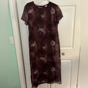 Stephanie Andrews Dress with Jacket, size 12, wine w/flower pattern